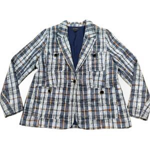 Halogen gray check pattern jacket blazer size L